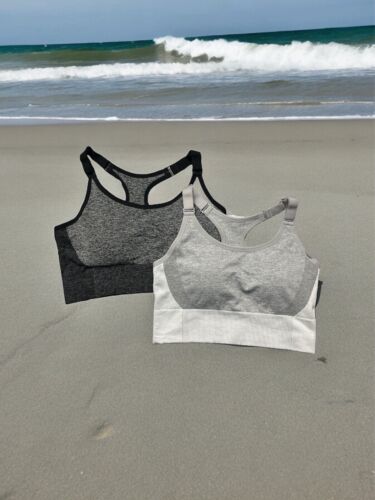 Layer8~2 Pack Sports Bra ~Medium Support ~Q-Wick Dry~Racerback~ Sze. Large~NEW