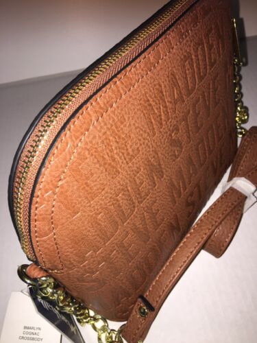 STEVE MADDEN HANDBAG BMARILYN COGNAC STAMPED LOGO GOLD HARDWARE