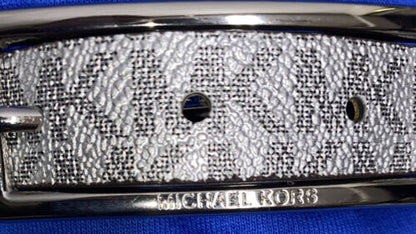 Michael Kors belt glittery Silver MK logo Silver rectangle buckle "Skinny" S