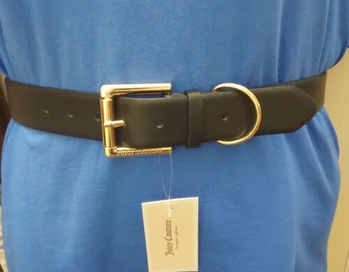 JUICY COUTURE BELT BLACK WITH GOLD BUCKLE AND GOLD LOOP AND JUICY CHARM SWEET!!!