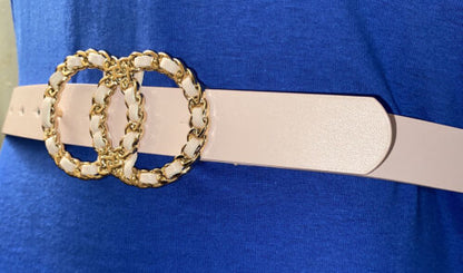 JUICY COUTURE BELT PINK BEAUTIFUL PINK AND GOLD CIRCLE BUCKLE