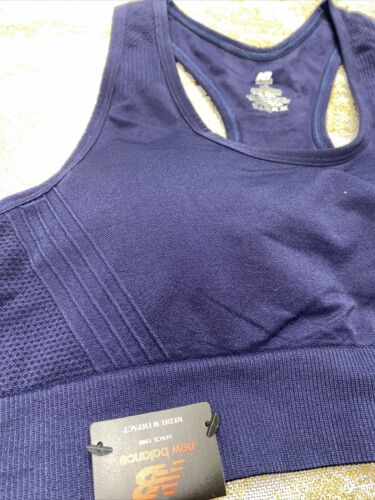 New Balance Medium Impact Sports Bra Style # 112011 Blue/Silver Size 2X
