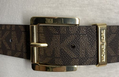 MICHAEL KORS BELT CHOCOLATE WITH LARGE MK LOGO WITH GOLD BUCKLE NICE!!!