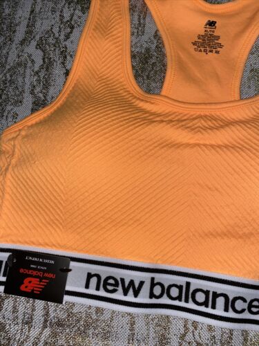New Balance Medium Impact Sports Bra Style 111152 Orange/ Black XL- MSRP $35