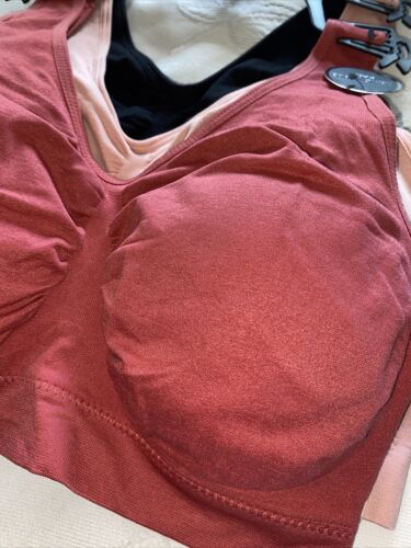 Delta Burke 3-Pack Seamless Bras Size 2X Soft Comfort Lounge Removable Pads NEW