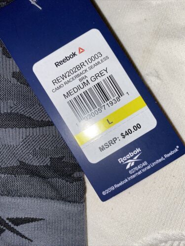 Reebok Sport Camp Racer back Bra Black/Gray Medium Support Large MSRP$40