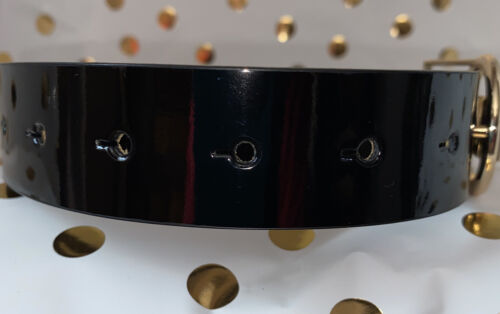 MICHAEL KORS BELT BLACK GLOSS LEATHER GOLD LOGO BUCKLE KORS STYLE!!!