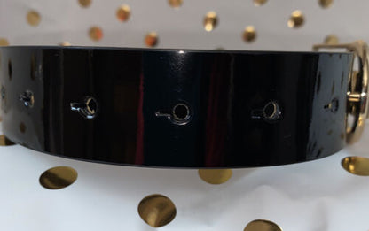 MICHAEL KORS BELT BLACK GLOSS LEATHER GOLD LOGO BUCKLE KORS STYLE!!!