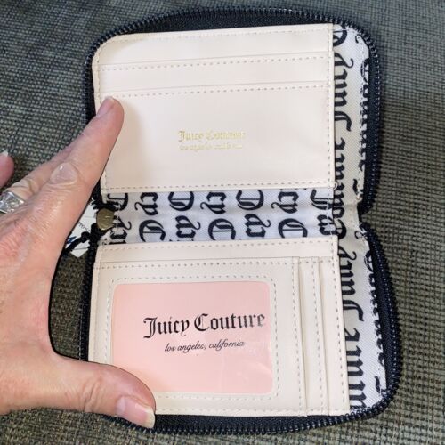 Juicy Couture Pink Denim Black & White Medium Z/A Women Bifold Wallet~STYL ISH