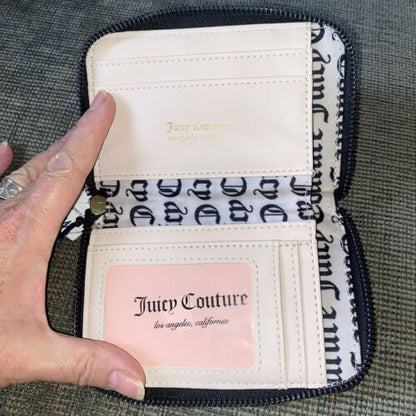 Juicy Couture Pink Denim Black & White Medium Z/A Women Bifold Wallet~STYL ISH