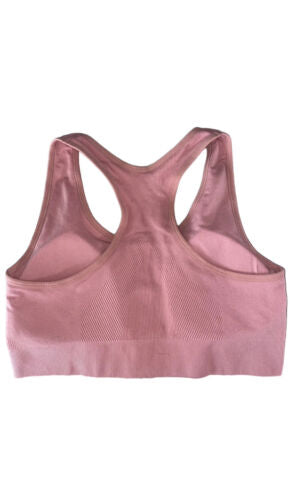 NEW BALANCE Medium Impact Sports Bra Style #R000440 DUSTED PEACH FRONT ZIP LOGO