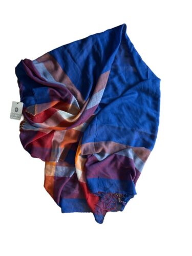 Caterina de Medici Italy 100% Cotton Scarf Shawl Multicolor, Two Side Fringe~NEW