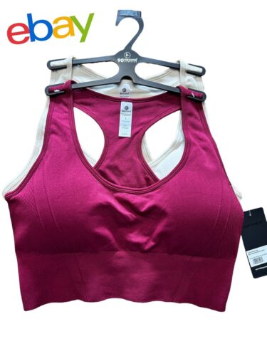 90 Degree By Reflex~Seamless Madeleine Racerback~Wine/Ivory Bra Set-2~Large~WOW!