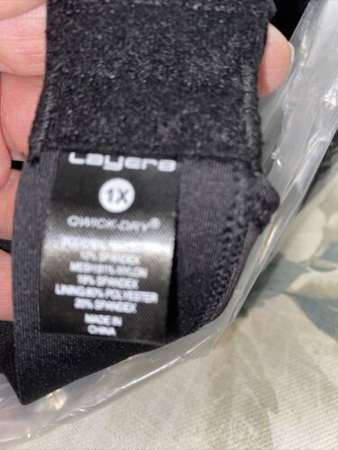 LAYER 8 MAX. SUPPORT SIZE 1X SPORT BRA FITTED METEORITE. BLACK LWB0097X MSRP $42