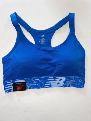 New Balance Medium Impact Sports Bra~Style R000542 Sze L~ELECTRIC BLUE~REAR FIND