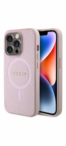 Guess iPhone 15 Pro Max MagSafe Case Cover Saffiano Collection Pink Signature