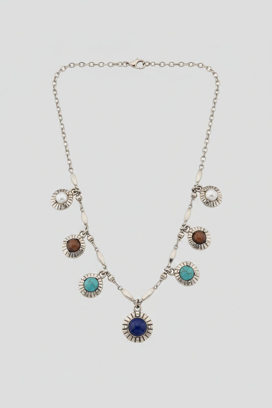 Lucky Brand Women's Semiprecious Accents Silver Plated Collar Necklace - New in Box