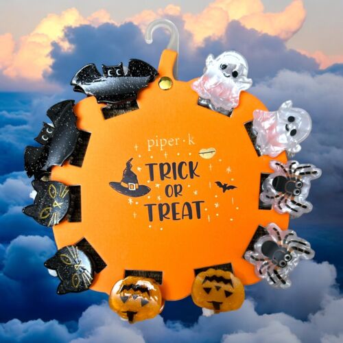 Piper K Set of 10 Mini Halloween Hair Claw Clips Spider Ghost Pumpkin Bat Cat
