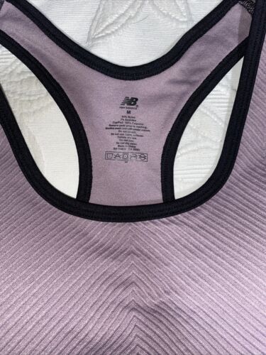 NEW BALANCE Medium Impact Sports Bra Lavender/ Black Size LARGE NEW Retail $34