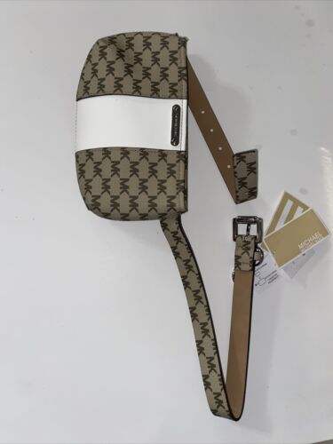 Michael Kors Women’s Belt  Fanny Pack MK Signature Logo BROWN/BEIGE/WHITE- L/XL
