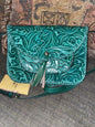 PATRICIA NASH Beaumont Tooled Crossbody P431244 Burnished Soft Green Leather NEW