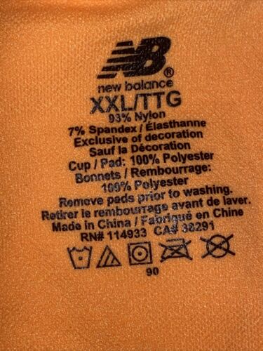 NEW BALANCE Medium Impact Sports Bra Style # 111048 Size XXL Orange Impulse CUTE