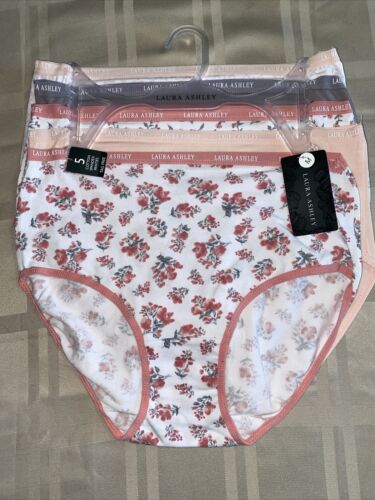 LAURA ASHLEY Intimates Cotton-Spandex Brief Panties~Size M~5 pair Style LS9221