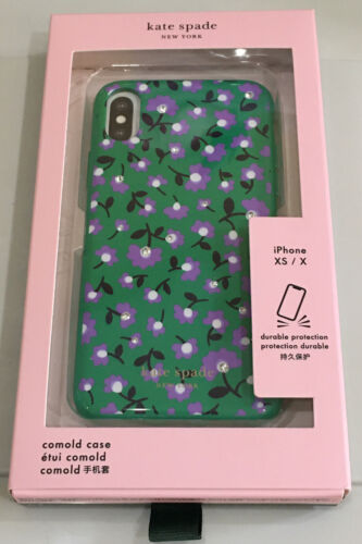 Kate Spade Phone Case For iPhone X/XS Green multi Party Floral Jeweled Nice!!!