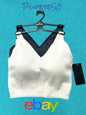 90 Degree By Reflex~Gardenia/Black~ Stonewash Seamless Alamo Bra~LARGE-CUTE