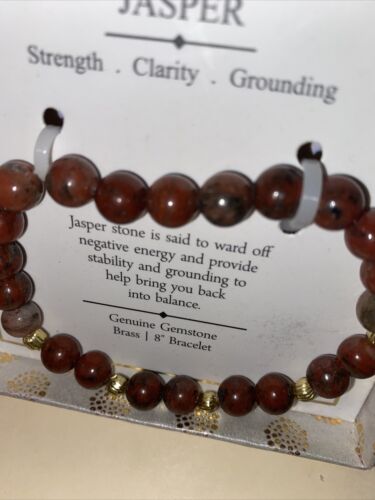 Shivam Jasper Genuine Gemstone~Brass 8" Bracelet ~ Strength, Clarity & Grounding