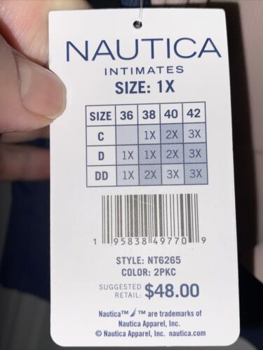 NÁUTICA 2PACK INTIMATES LOUNGE SIZE 1XL BRAS LASER CUT -NT6265 -BEAUTIFUL!
