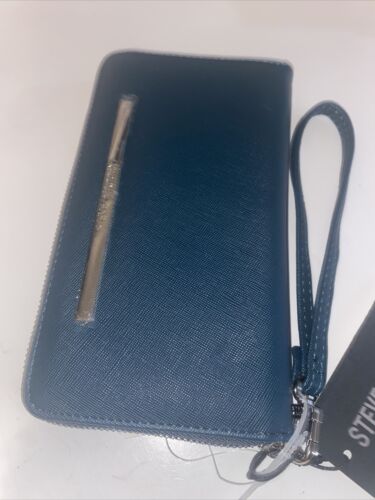 STEVE MADDEN WALLET WRISTLET TEAL GREEN SMOOTH TEXTURED SILVER ZIPPER~REAR FIND!