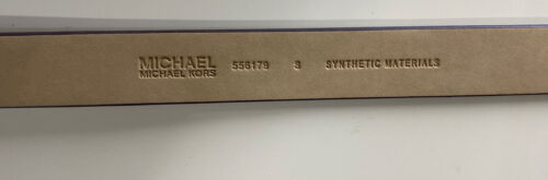 Michael Kors belt glittery gold printed MK logo gold rectangle buckle "Skinny" M