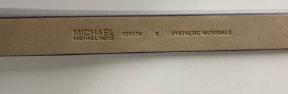 Michael Kors belt glittery gold printed MK logo gold rectangle buckle "Skinny" M