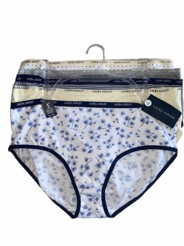 LAURA ASHLEY Intimates Cotton-Spandex Brief Panties~Size XL~5 pair Style LS9540