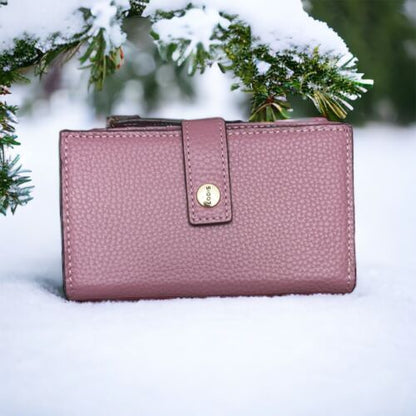 LODIS Coin Purse Bifold Card Wallet BLUSH  Genuine Leather-ABSOLUTELY BEAUTIFUL!