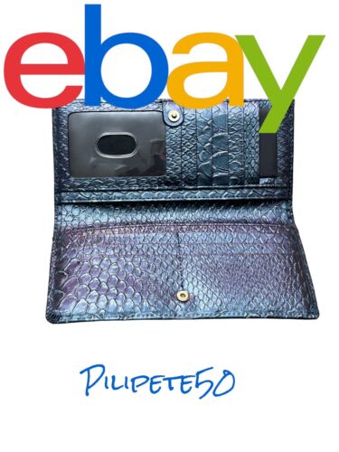 BRAHMIN Ady Wallet Slim Bifold Clutch Electric Blue Ateague Genuine Leather~NWT
