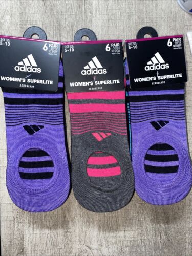 Adidas Superlite Super No Show Socks 6-Pair Multi-Color Size (5-10) Women’s