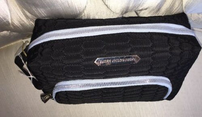 AIMEE KESTENBERG ISABELA LARGE ZIP AROUND BLACK QUILT W/LIGHT BLUE TRIM T00145
