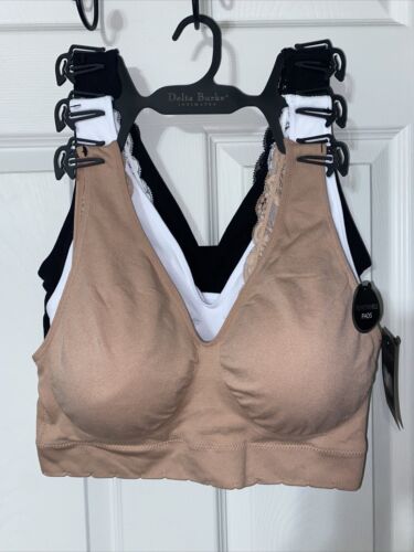 Delta Burke 3-Pack Seamless Bras Size 2X Soft Comfort Lounge Removable Pads