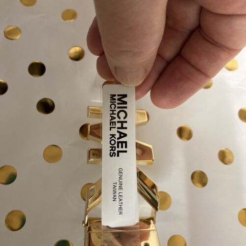Michael Kors Belt Reversible Black to Luggage (Tan) Leather Gold MK Logo Buckle