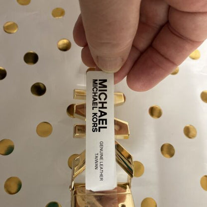 Michael Kors Belt Reversible Black to Luggage (Tan) Leather Gold MK Logo Buckle