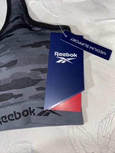 Reebok Sport Camp Racer back Bra Black/Gray Medium Support Large MSRP$40