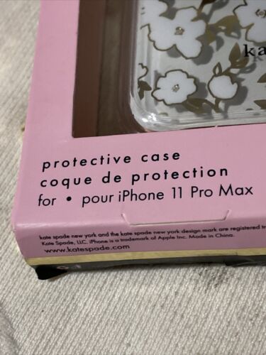 Kate Spade Phone Case iPhone 11  ProMax Floral White With Glitter Rhinestones
