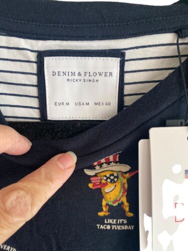 Denim & Flower Ricky Singh SHIRT MENS~M~ Taco Tuesday Blue~Live Everyday~UNIQUE!