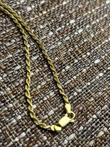 MATTEO 20" Italian Sterling Silver 925 Gold Plated Men Rope Chain~Lobster Clasp