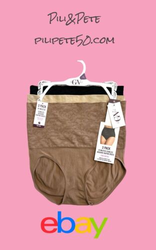 Gloria Vanderbilt 3 Pack High Waisted Seamless Jacquard Shaping Briefs XL~GREAT!