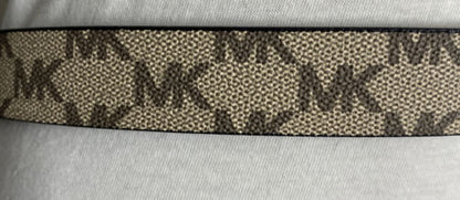 MICHAEL KORS BELT REVERSIBLE BLACK/MK LOGO TAN GOLD MK LOGO BUCKLE SKINNY
