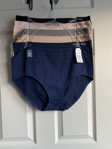 NAUTICA~NT9935 -5 PCK SIZE 3X~MULTICOLOR~SOFT HIGH WAIST BRIEF PANTIES GREAT FIT