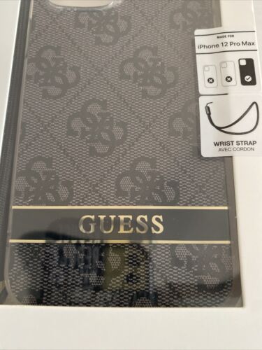 Guess Slim Profile PU Leather Protective Case  iPhone 12 ProMax Black 6.7”-STRAP
